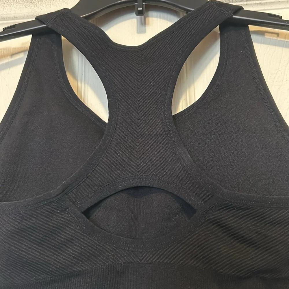 Members Mark Seamless Racerback Sports Bra Size Medium Black Activewear